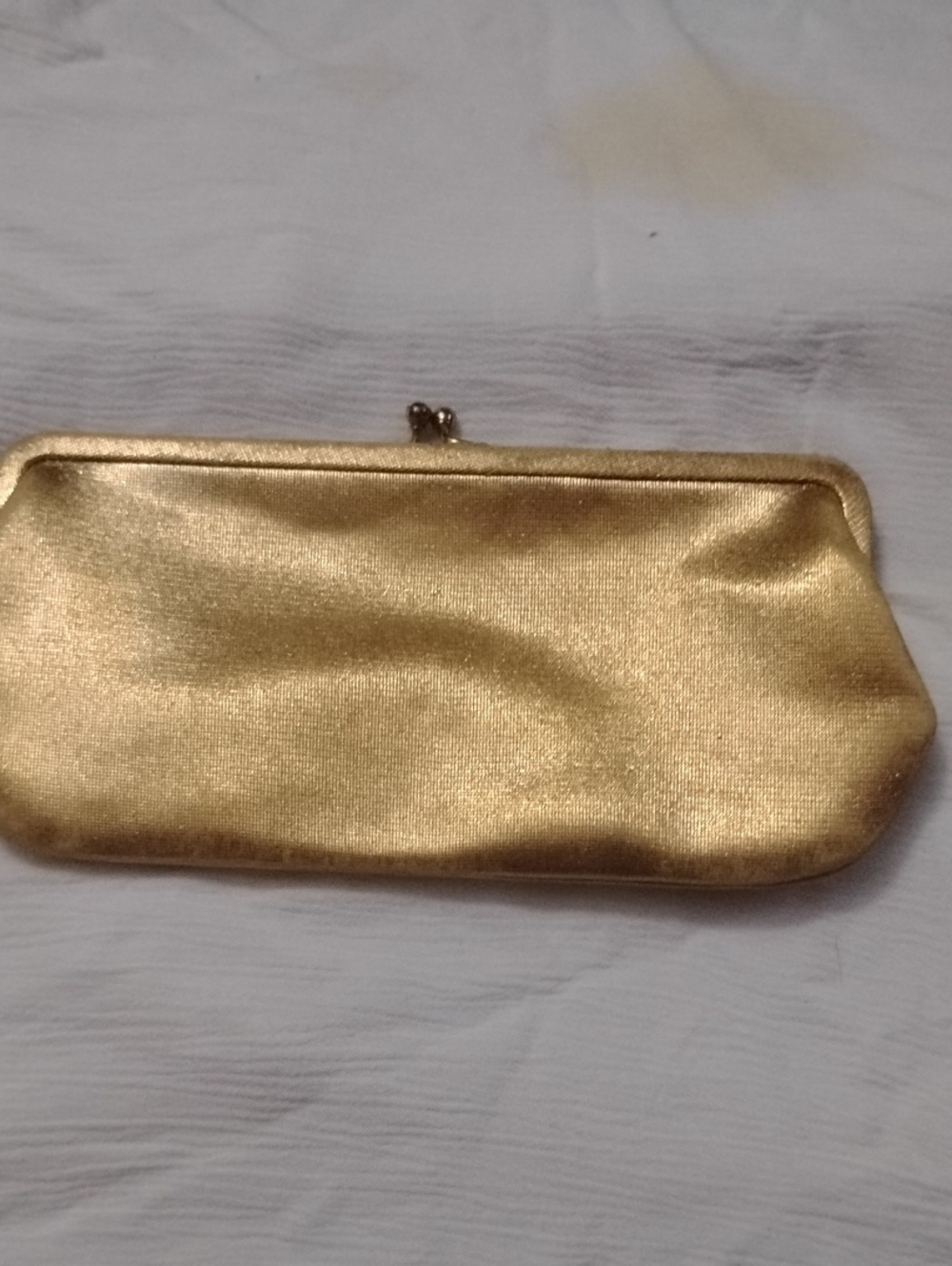 Gold Satin Kiss-Lock Evening Clutch - Women's Wristlet